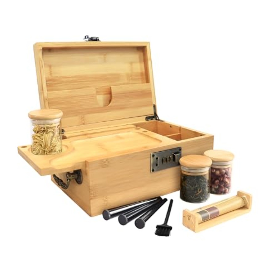 Coffee Tea Etc - Bamboo Box with Combination Lock Decorative
