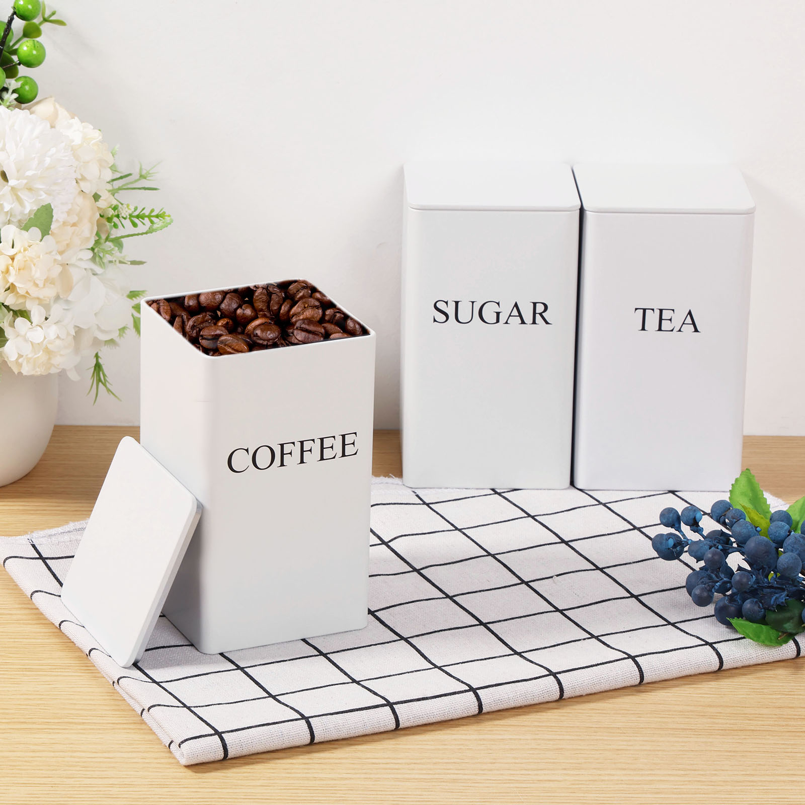3Pcs Coffee Bean Storage Canis - Coffee Tea And Sugar Canisters reseña y precio