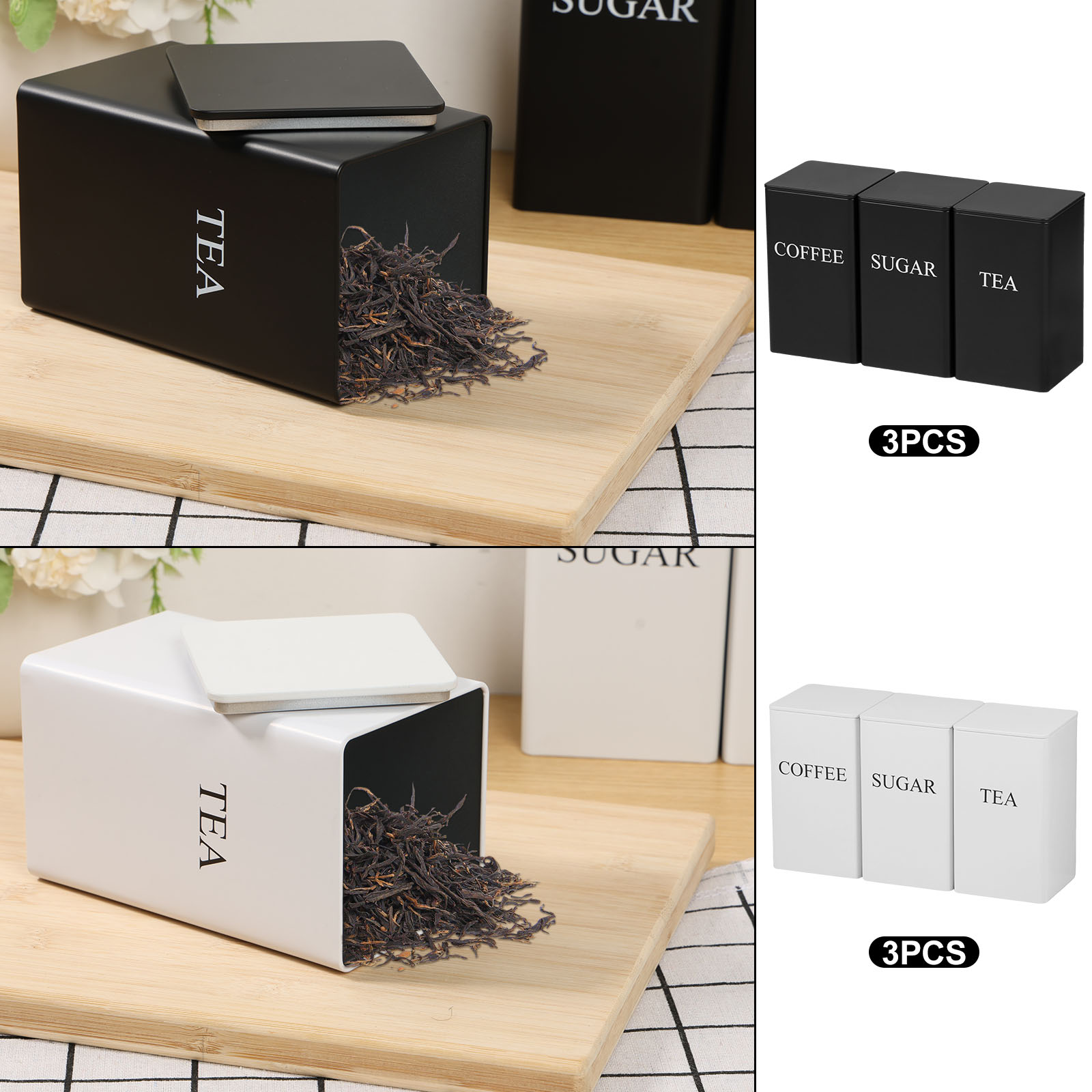 3Pcs Coffee Bean Storage Canis - Coffee Tea And Sugar Canisters reseña y precio