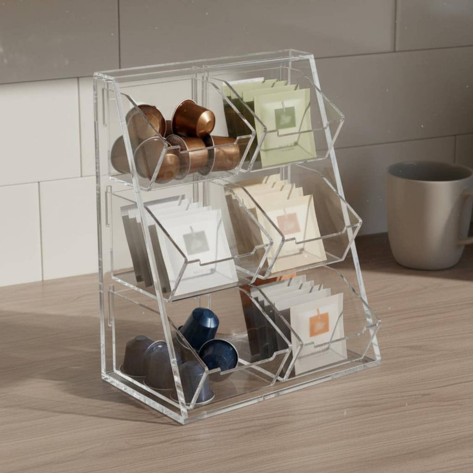 Acrylic Coffee and Tea Organiz - Coffee Tea Box reseña y precio