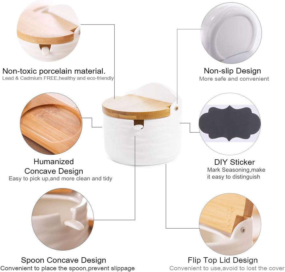 Ceramic Salt Cellars with Lids - Coffee Tea Containers reseña y precio