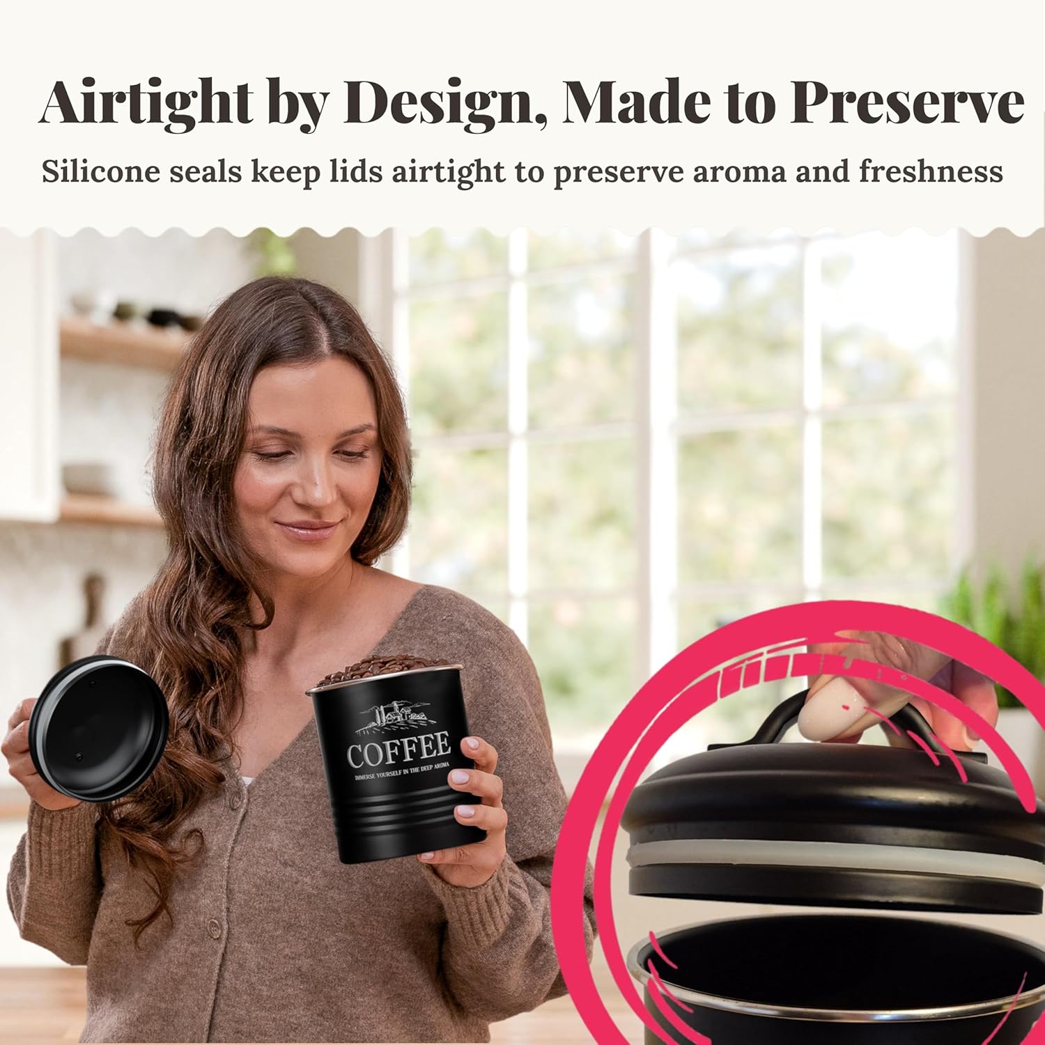 5-Piece Airtight Kitchen Canis - Coffee Tea And Sugar Canisters reseña y precio