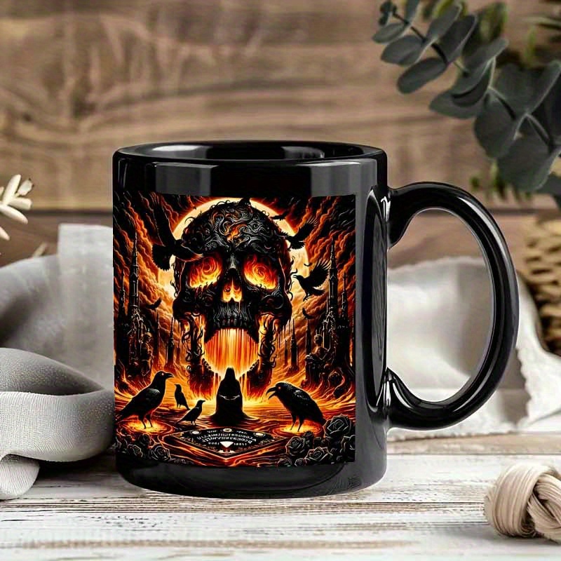 1pc, Black Skull, Crow Print,  - Coffee Tea Etc reseña y precio