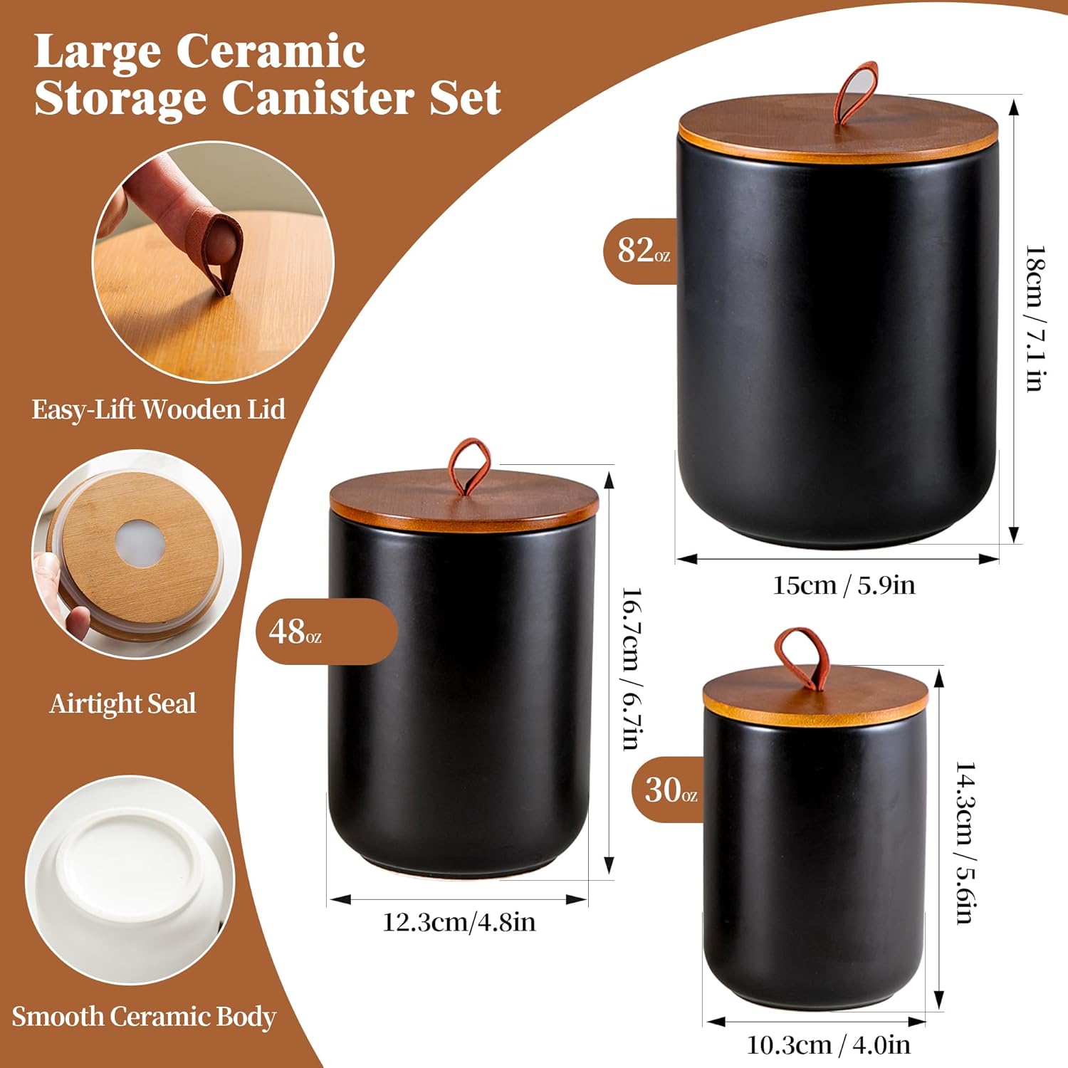 Ceramic Canister Set (30 oz, 4 - Coffee Tea And Sugar Canisters reseña y precio