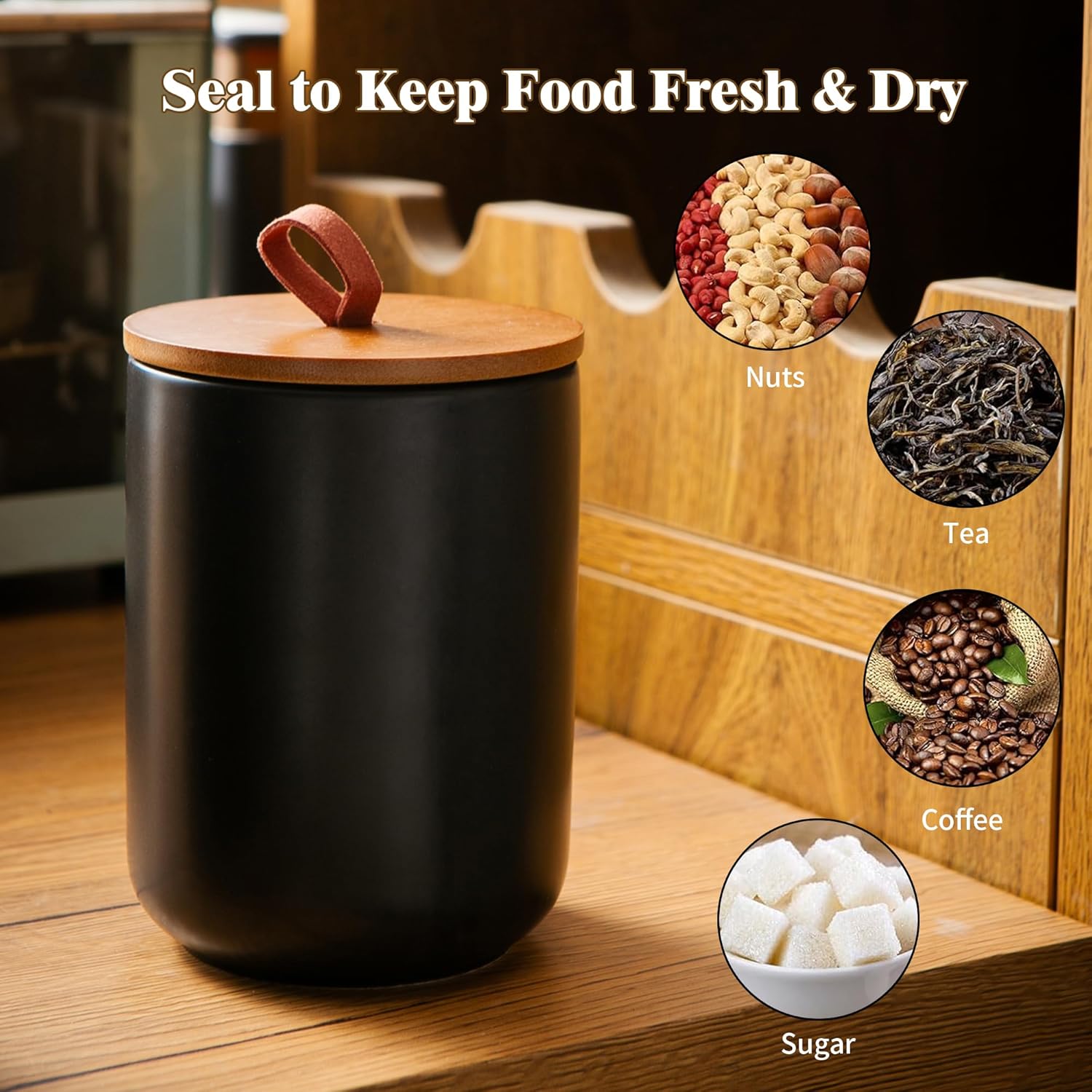 Ceramic Canister Set (30 oz, 4 - Coffee Tea And Sugar Canisters reseña y precio