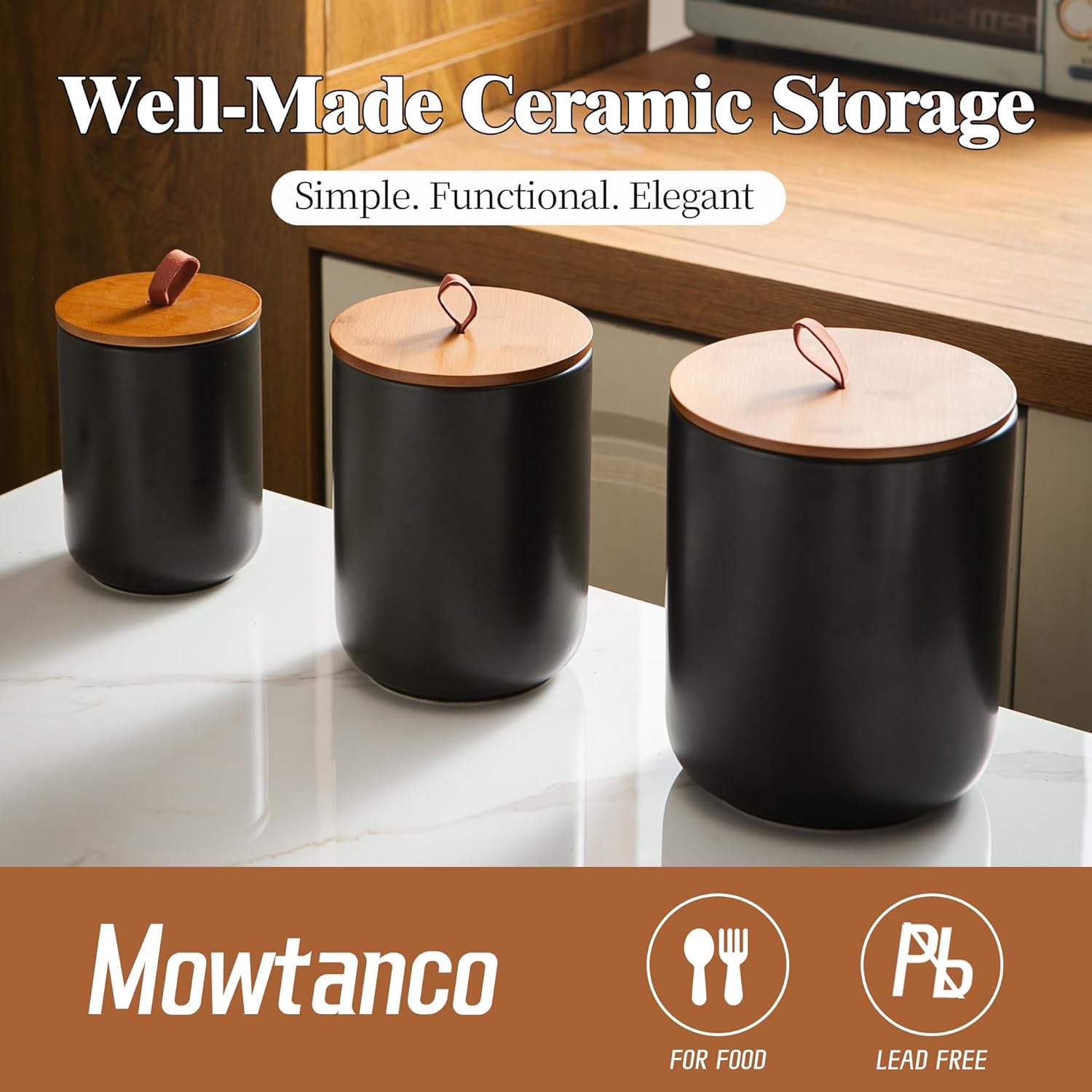 Ceramic Canister Set (30 oz, 4 - Coffee Tea And Sugar Canisters reseña y precio