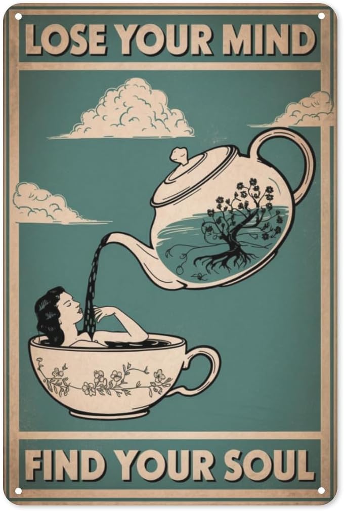 Tea Meditation Tin Sign IN Zen - Coffee Tea Nook reseña y precio