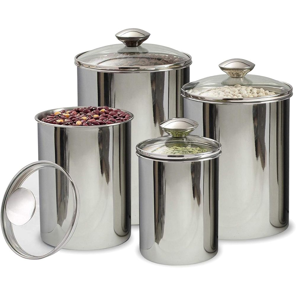 4-Piece Stainless Steel Food S - Coffee Tea Containers reseña y precio