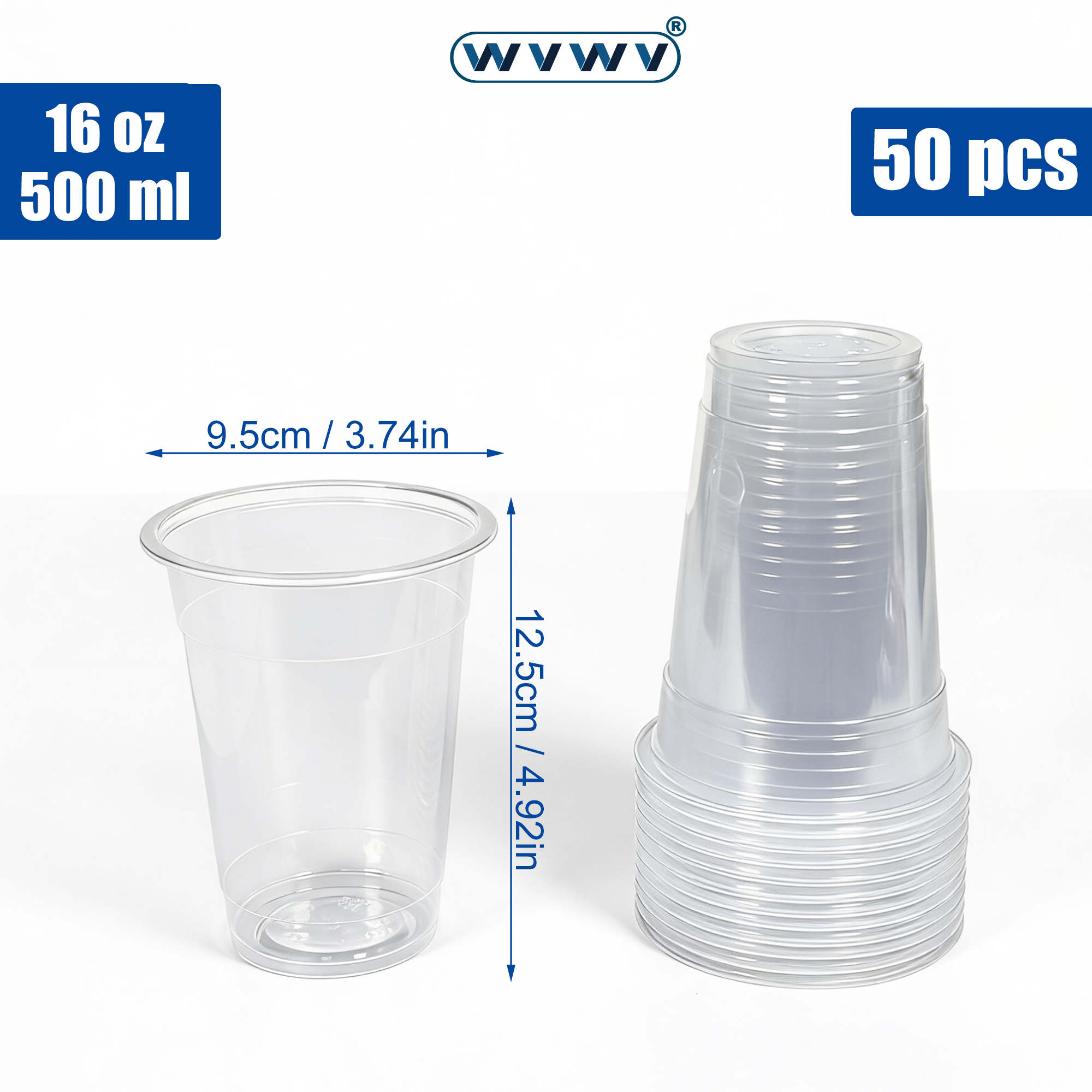 50Pcs 16Oz/500Ml Transparent M - Coffee Tea Etc reseña y precio