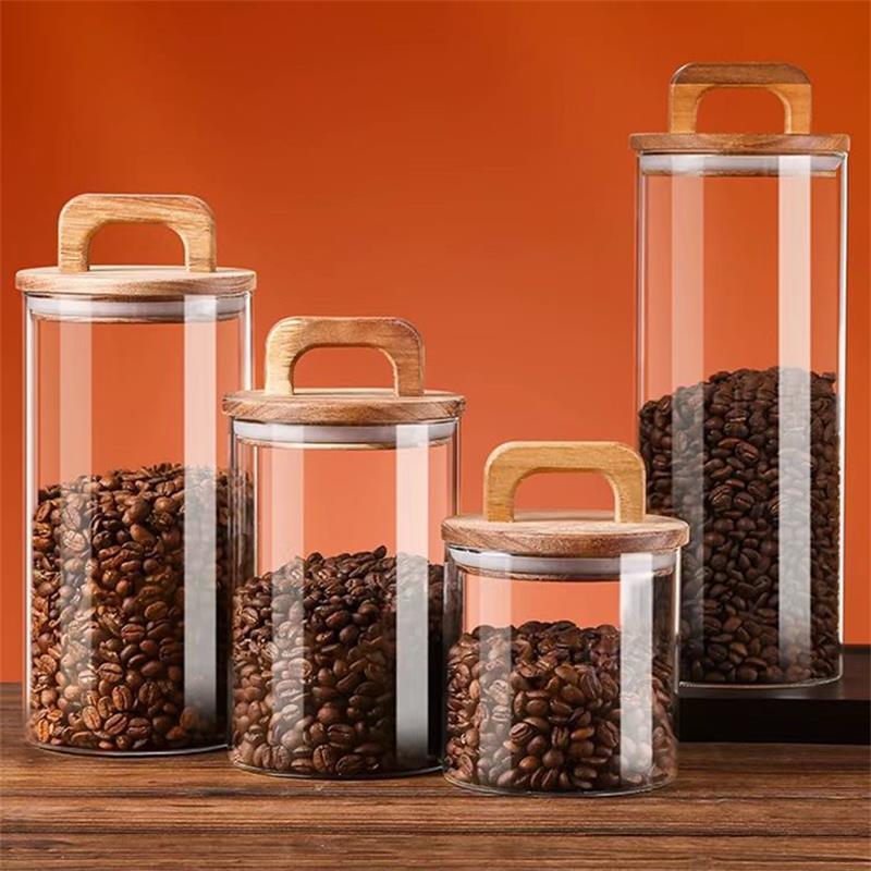 Clear Glass Jar with Bamboo Li - Coffee Tea And Sugar Canisters reseña y precio