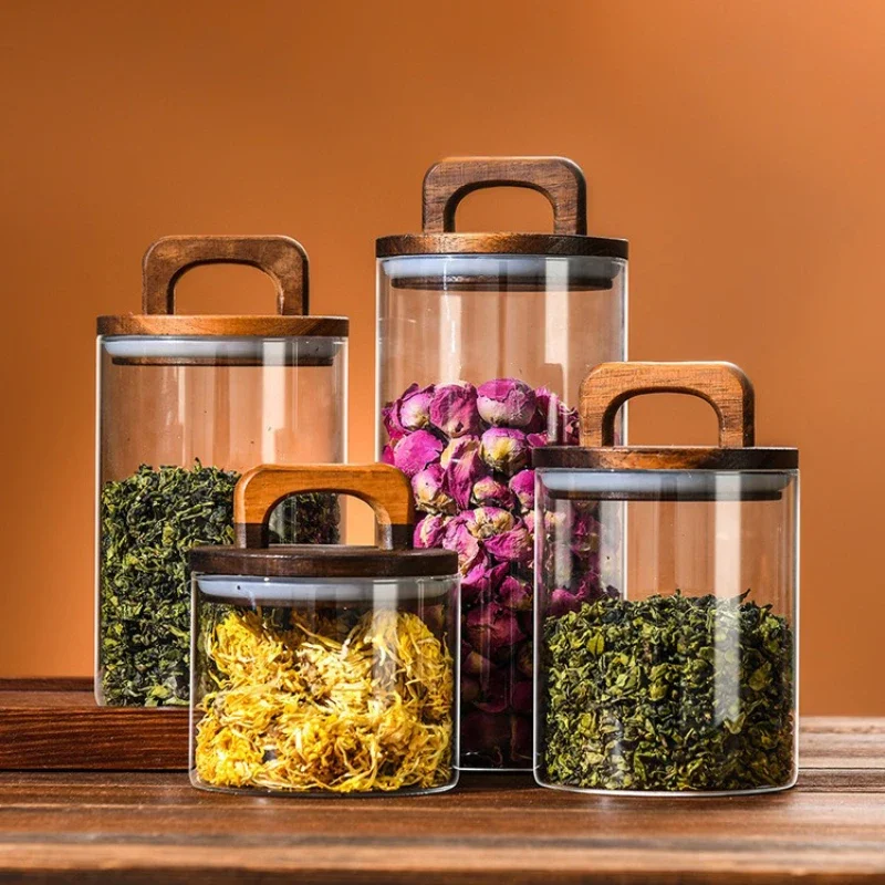 Clear Glass Jar with Bamboo Li - Coffee Tea And Sugar Canisters reseña y precio