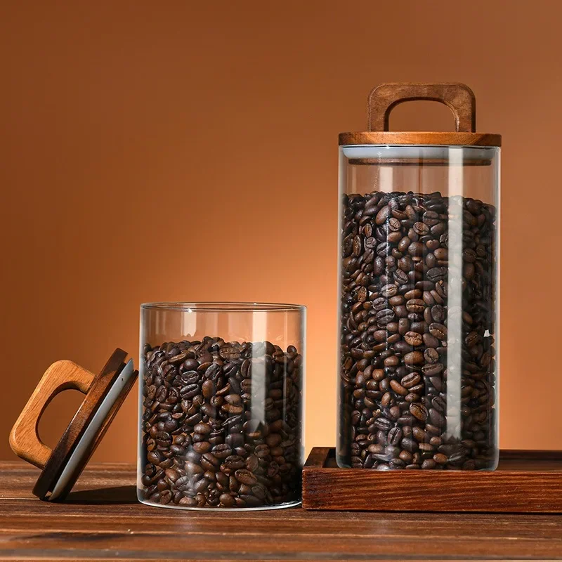 Clear Glass Jar with Bamboo Li - Coffee Tea And Sugar Canisters reseña y precio