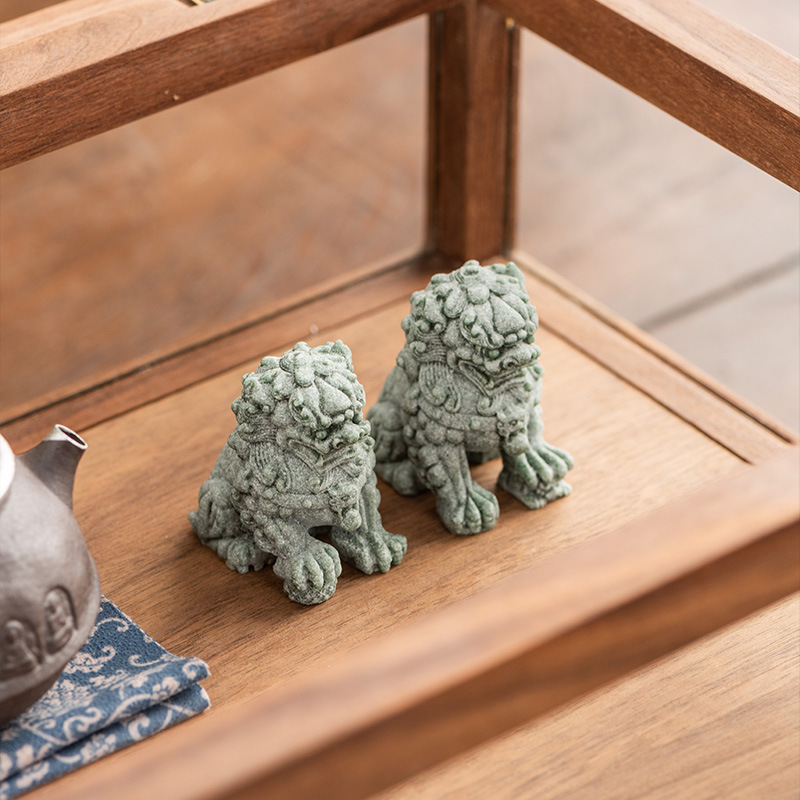 Green Sandstone Lion Tea Pet O - Coffee Tea And Sugar Canisters reseña y precio