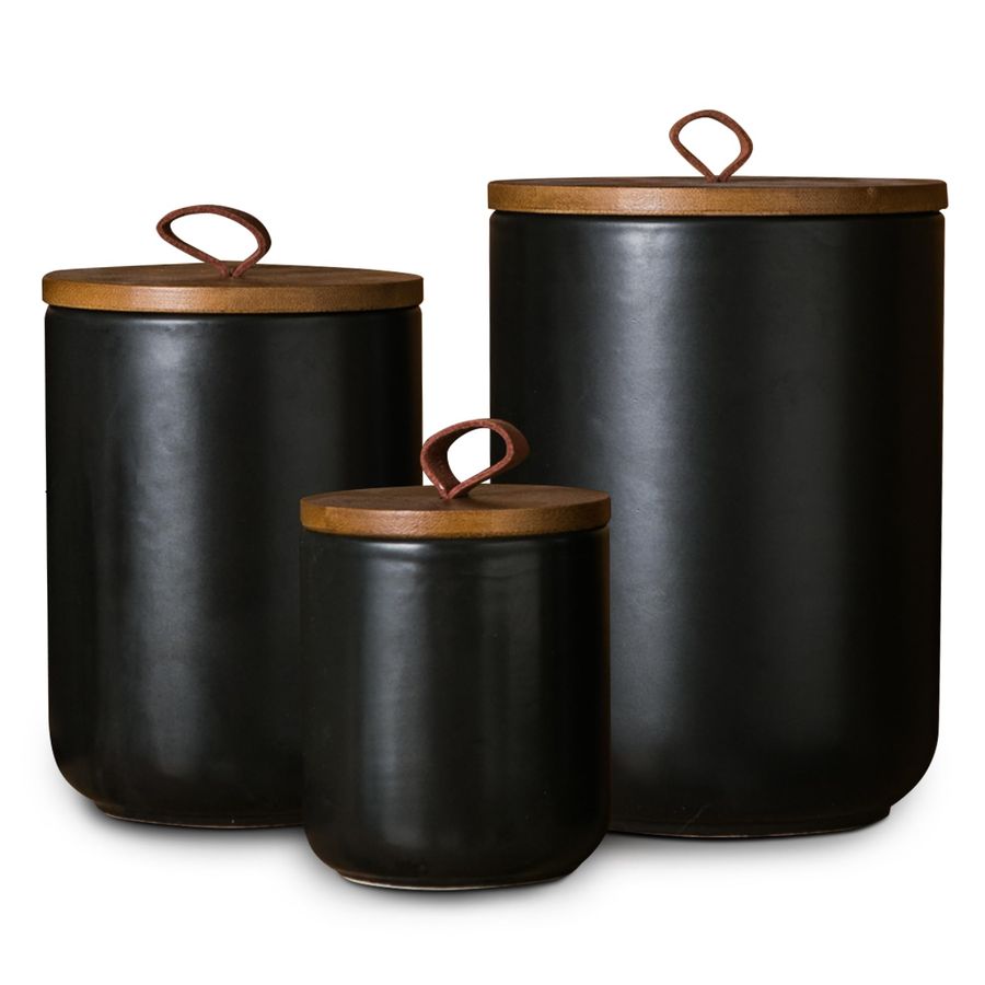Black Ceramic Canister Set wit - Coffee Tea And Sugar Canisters reseña y precio