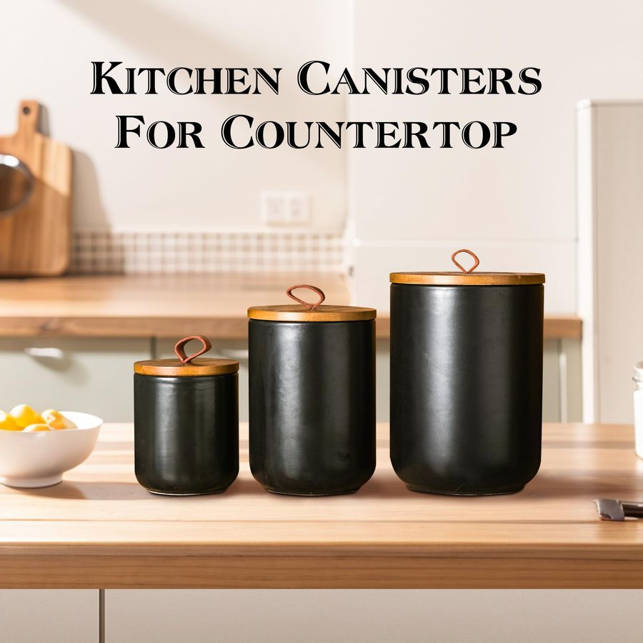 Black Ceramic Canister Set wit - Coffee Tea And Sugar Canisters reseña y precio