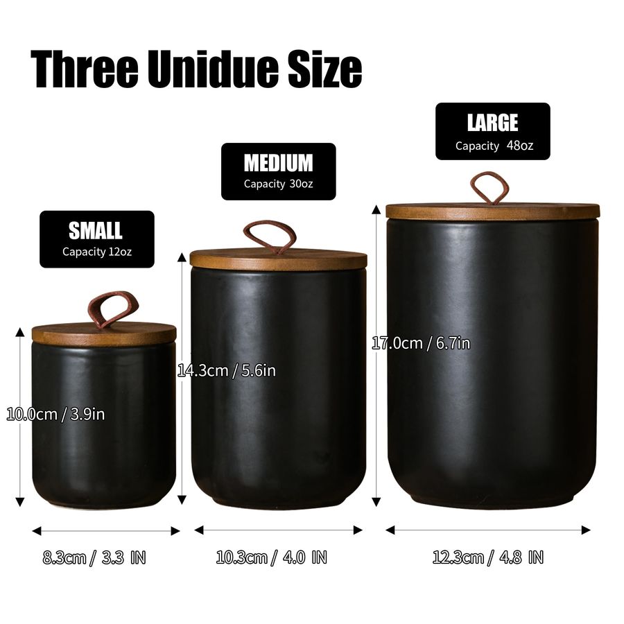 Black Ceramic Canister Set wit - Coffee Tea And Sugar Canisters reseña y precio
