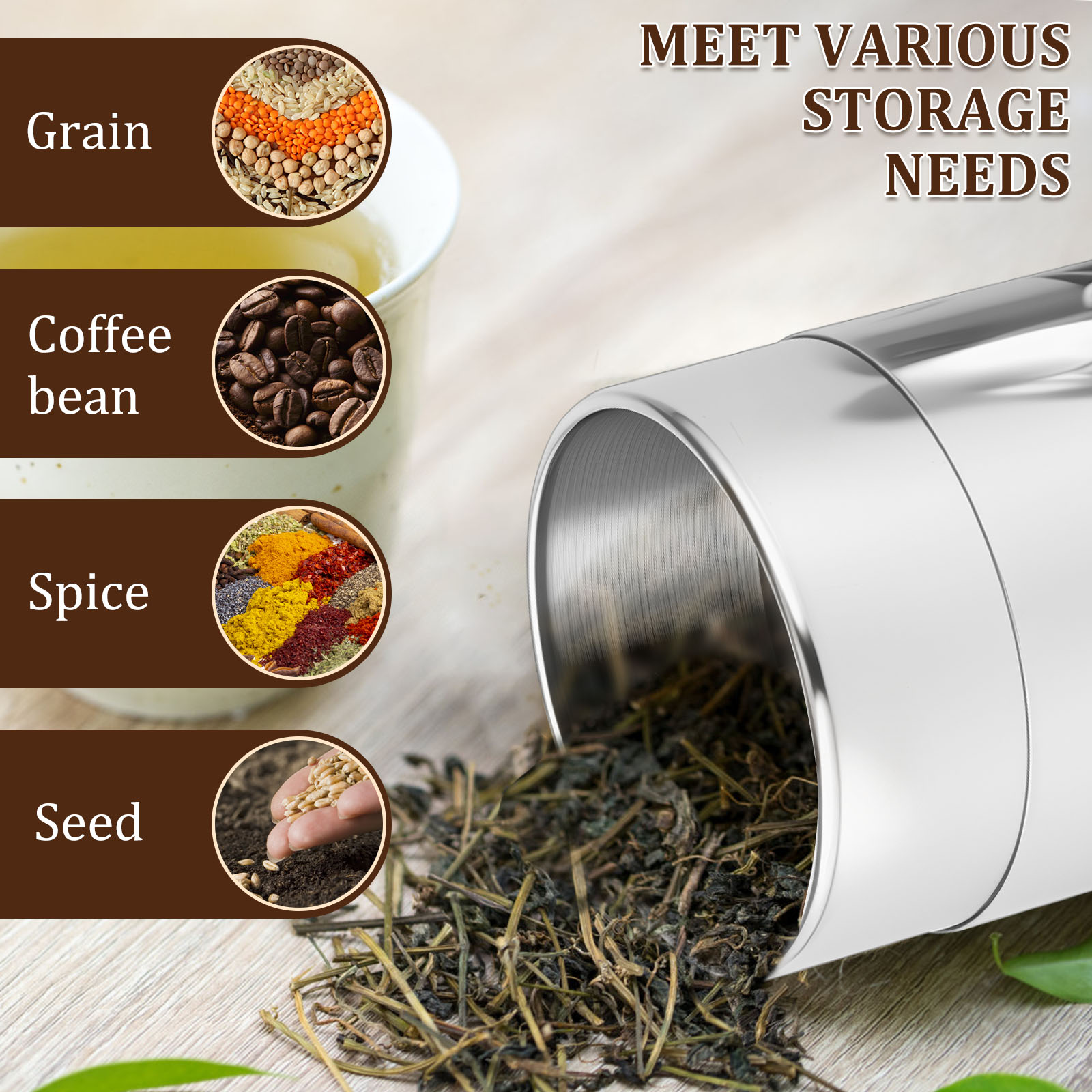 Stainless Steel Tea Leaf Tins  - Coffee Tea And Sugar Canisters reseña y precio
