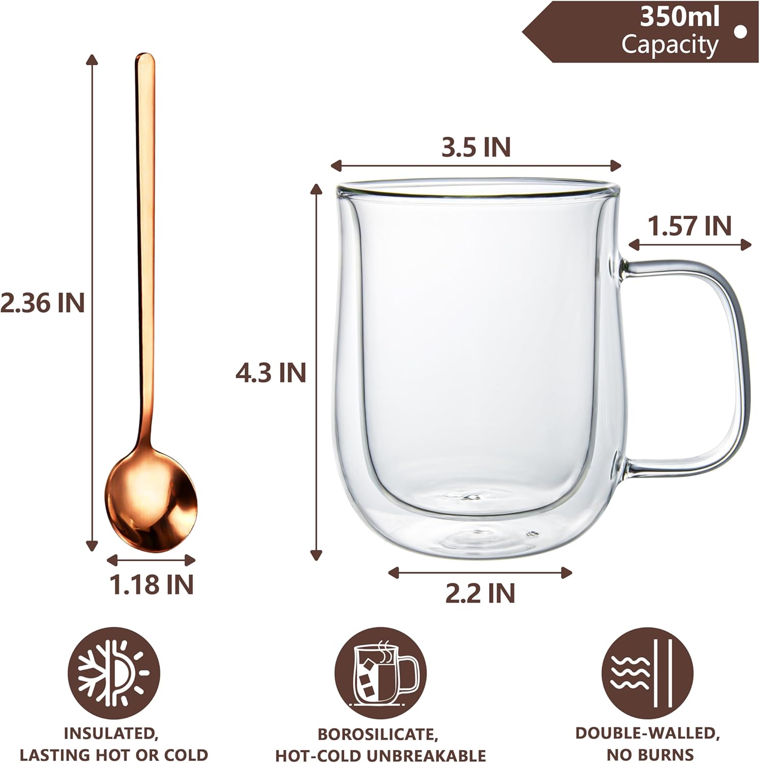 12oz Double Walled Glass Coffe - Coffee Tea Hot reseña y precio