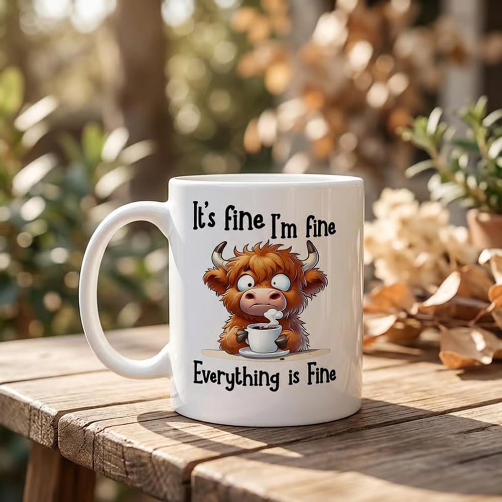 Anxious Scottish Highland Cow  - Coffee And Tea Quotes Funny reseña y precio