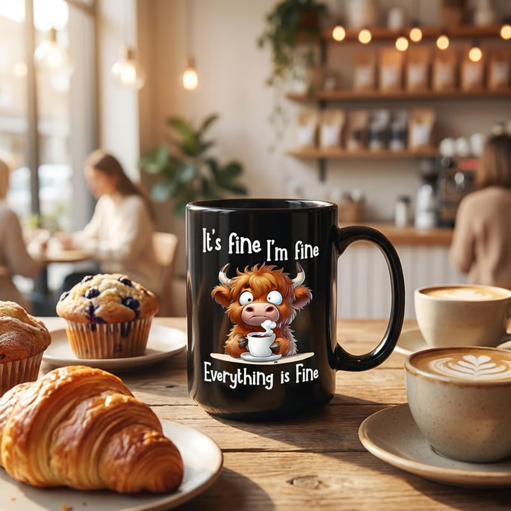 Anxious Scottish Highland Cow  - Coffee And Tea Quotes Funny reseña y precio