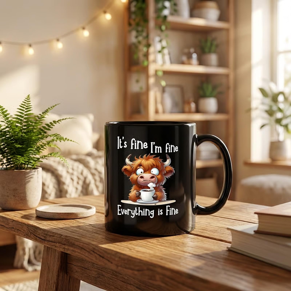 Anxious Scottish Highland Cow  - Coffee And Tea Quotes Funny reseña y precio
